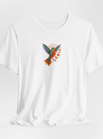 "Hummingbird and Poppies" Unisex Jersey Short Sleeve Tee
