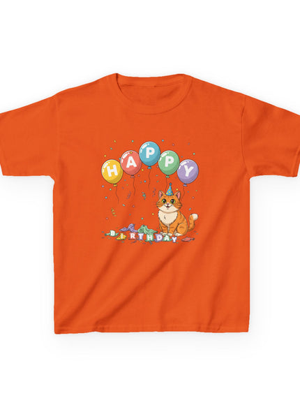 "Happy Birthday - Cat Popped the Balloons" Kids Heavy Cotton Tee