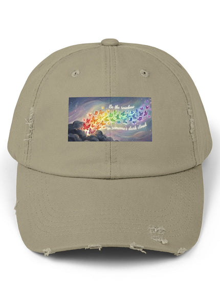 "Be the Rainbow in Someone's Dark Cloud" Unisex Distressed Cap