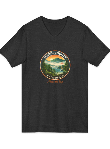 "Marin County, Above the Fog" Unisex Jersey Short Sleeve V-Neck Tee
