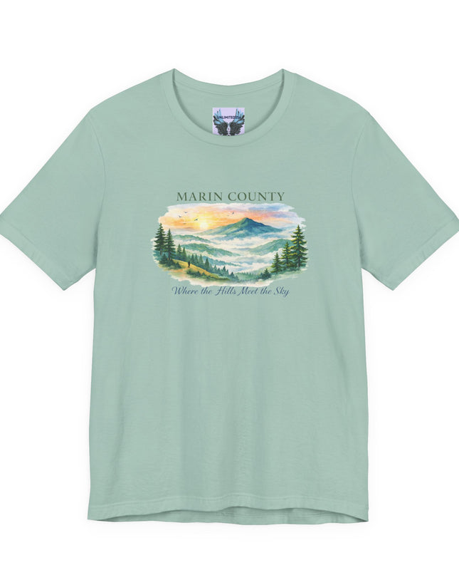 "Marin County, Where the Hills Meet the Sky" Unisex Jersey Short Sleeve Tee