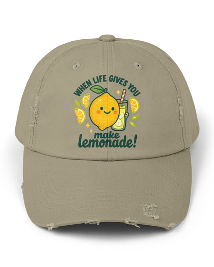 "When life gives you lemons, make lemonade" Unisex Distressed Cap