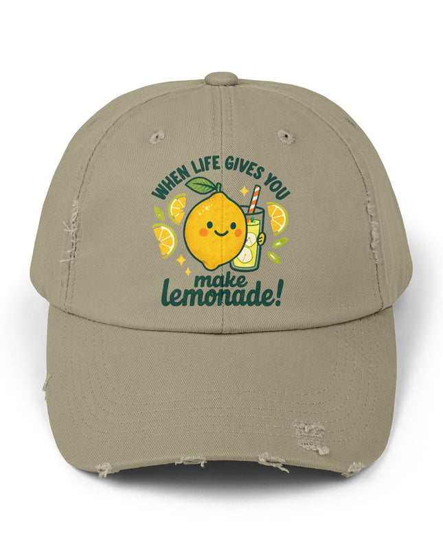"When life gives you lemons, make lemonade" Unisex Distressed Cap