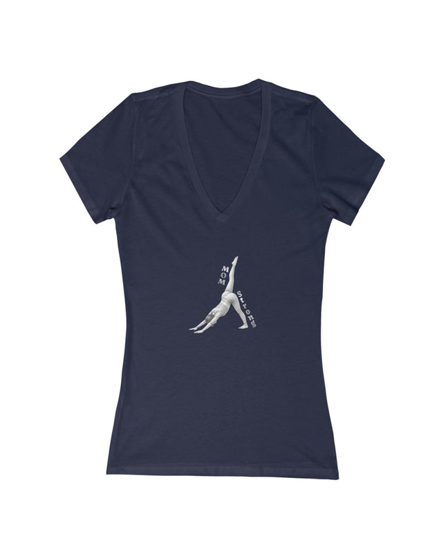 "Mom Strong Pilates" Women's Jersey Short Sleeve Deep V-Neck Tee