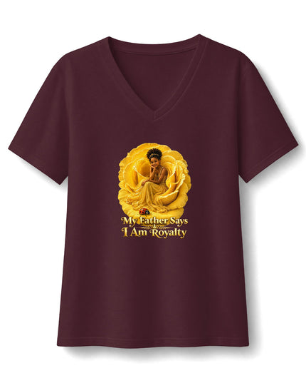 "My Father Says I am Royalty" Women's Relaxed Jersey Short Sleeve V-Neck Tee
