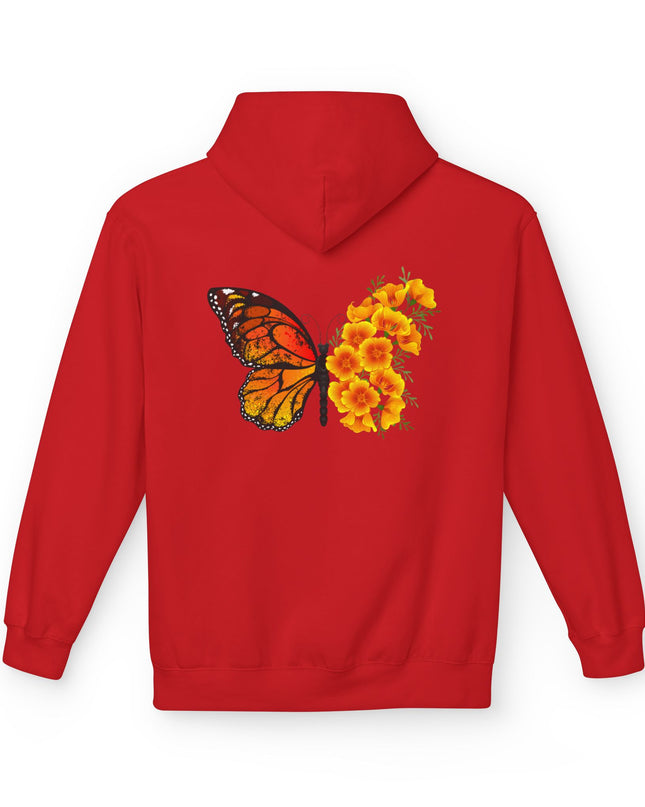 "Butterfly Poppies" (Ink front and back) Unisex Midweight Softstyle Fleece Hoodie