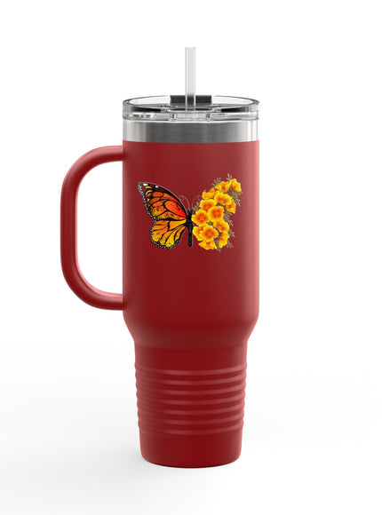 "Butterfly Poppies" Insulated Travel Mug, 40oz