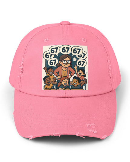 "67 with a Frustrated Elementary Teacher"- Unisex Distressed Cap
