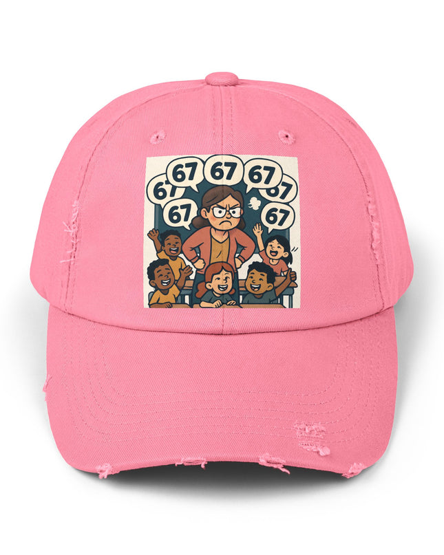 "67 with a Frustrated Elementary Teacher"- Unisex Distressed Cap