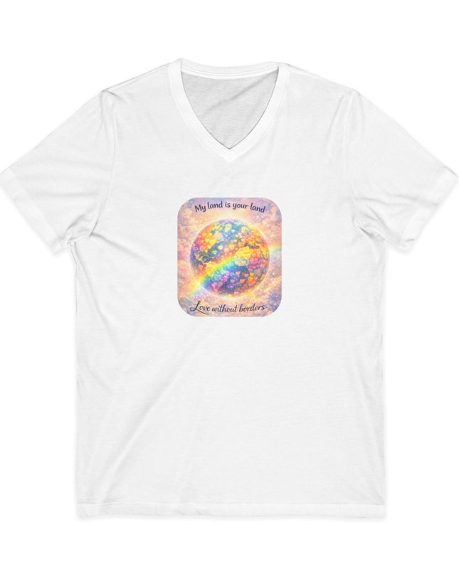 "My Land is Your Land" Unisex Jersey Short Sleeve V-Neck Tee