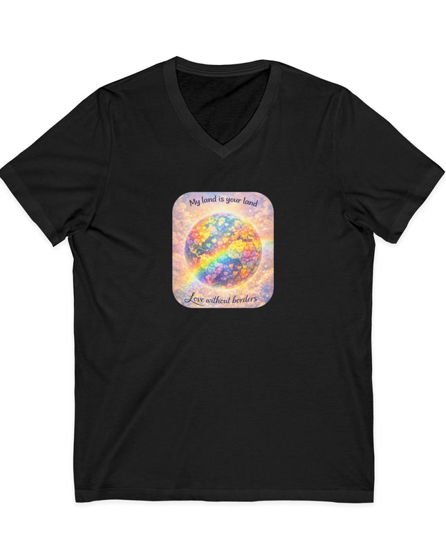 "My Land is Your Land" Unisex Jersey Short Sleeve V-Neck Tee