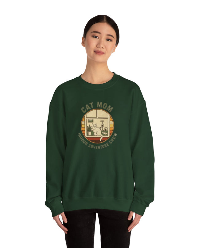 "Cat Mom Indoor Adventure Crew" Unisex Adult Sweatshirt