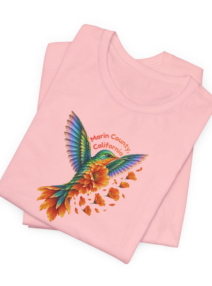 "Hummingbird and Poppies" Unisex Jersey Short Sleeve Tee