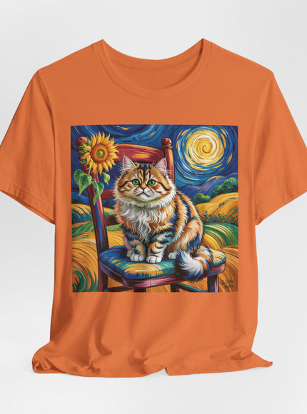 "Cat - Vincent Van Gogh style" V.1 Unisex Jersey Short Sleeve Tee