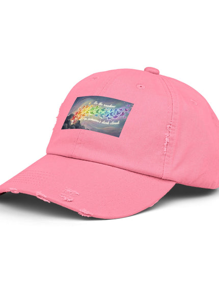 "Be the Rainbow in Someone's Dark Cloud" Unisex Distressed Cap