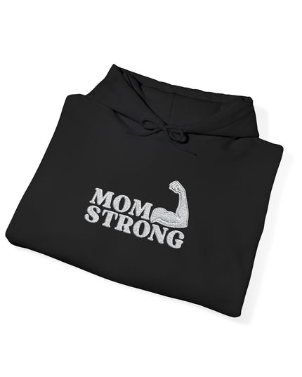 "Mom Strong (White embroidery)" Unisex Heavy Blend Hooded Sweatshirt