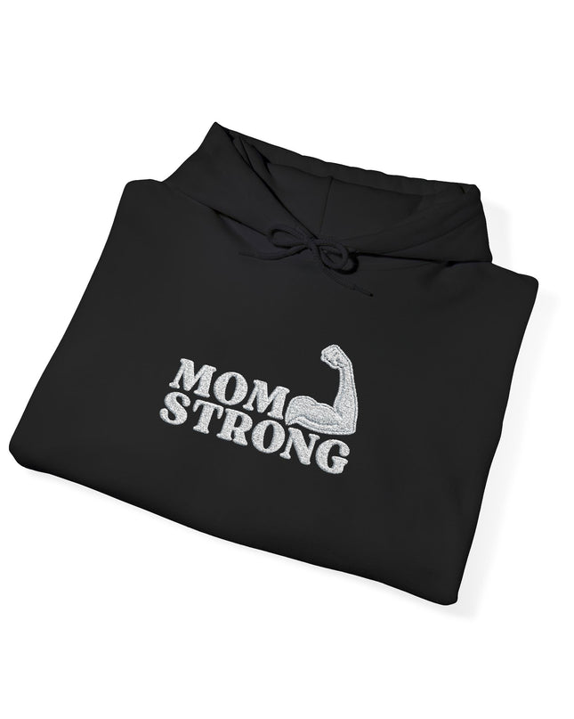 "Mom Strong (White embroidery)" Unisex Heavy Blend Hooded Sweatshirt