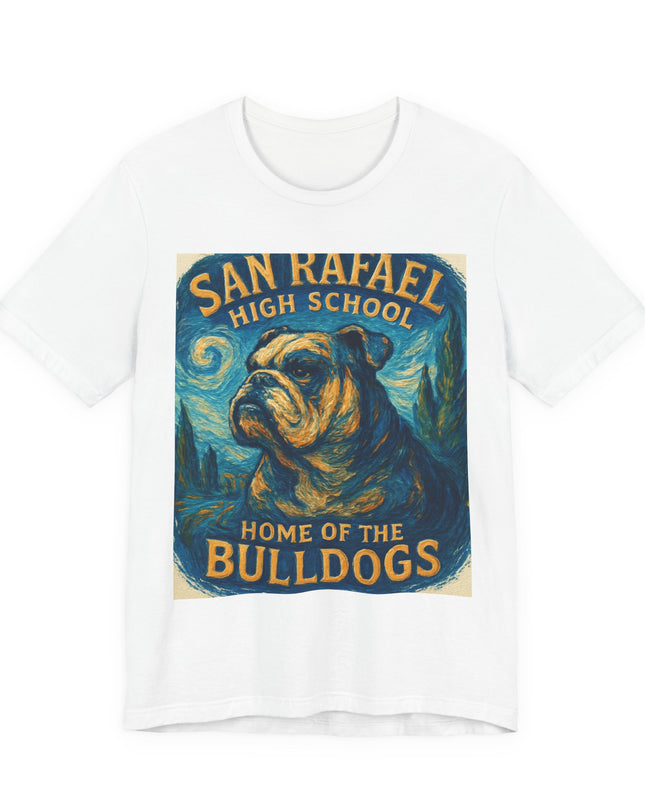 "San Rafael High School Home of the Bulldogs Vincent Van Gogh Style" Unisex Jersey Short Sleeve Tee