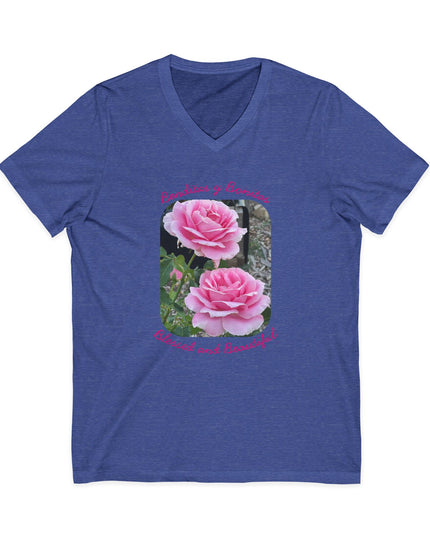 "Blessed and Beautiful" Ladies' V-Neck T-Shirt