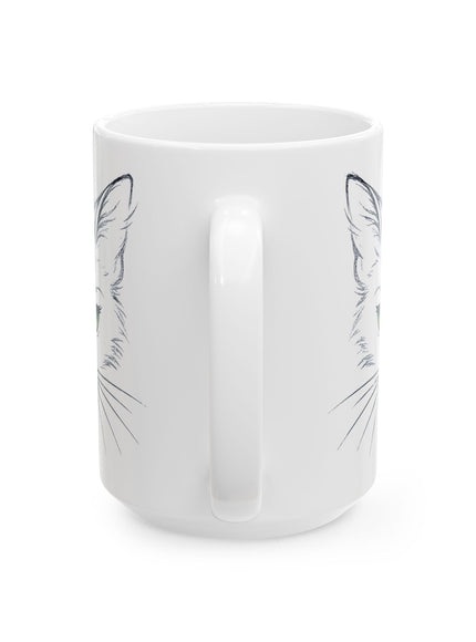 "Cat Face Sketch" Ceramic Mug, (11oz, 15oz)