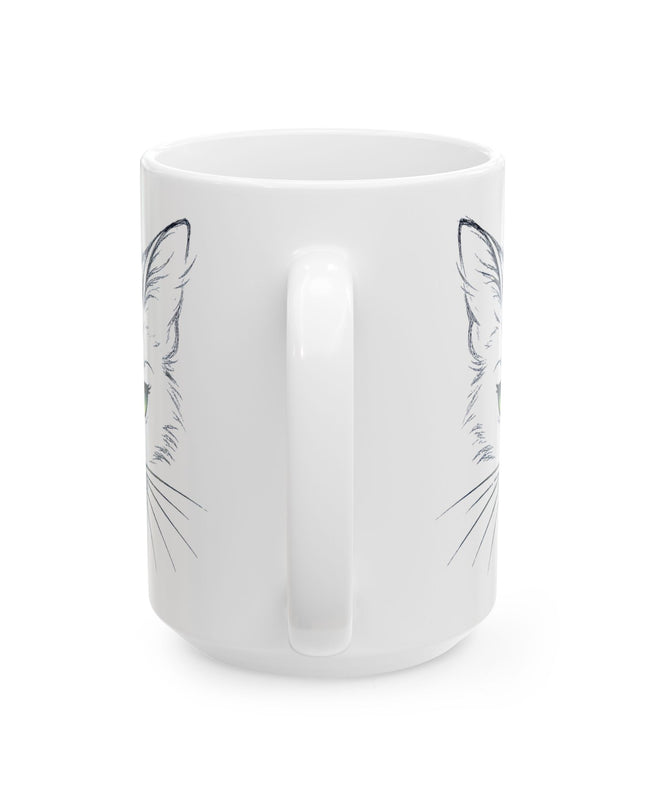 "Cat Face Sketch" Ceramic Mug, (11oz, 15oz)