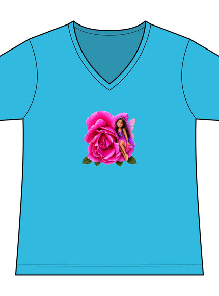 "Rose Fairy" Women's Relaxed Jersey Short Sleeve V-Neck Tee