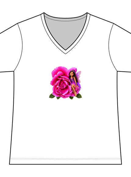 "Rose Fairy" Women's Relaxed Jersey Short Sleeve V-Neck Tee