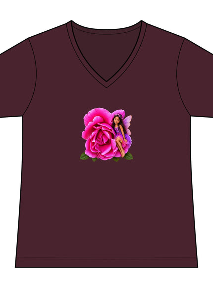 "Rose Fairy" Women's Relaxed Jersey Short Sleeve V-Neck Tee