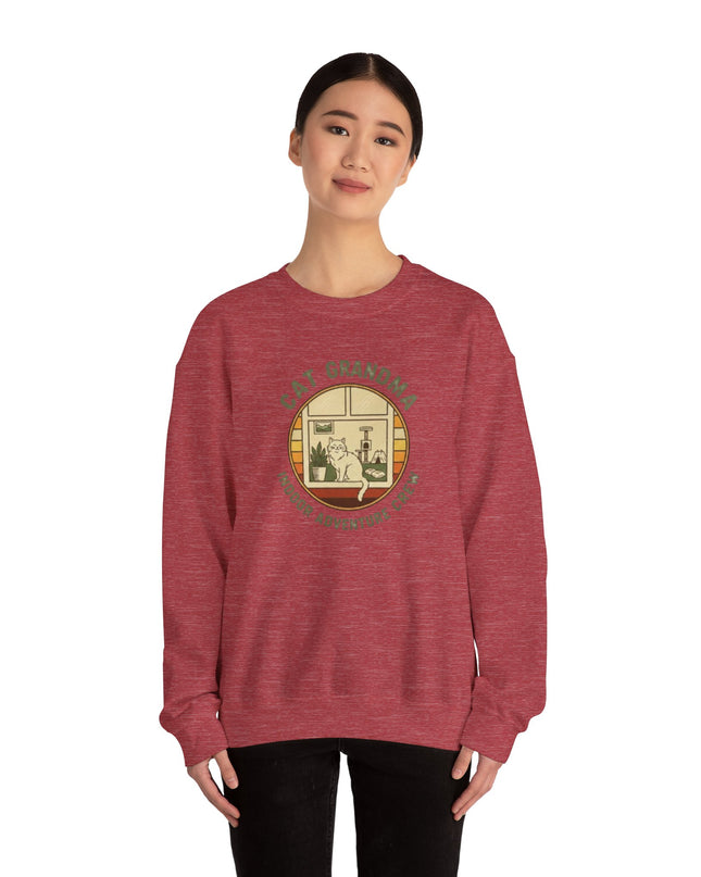 "Cat Grandma Indoor Adventure Crew" Unisex Adult Crewneck Sweatshirt