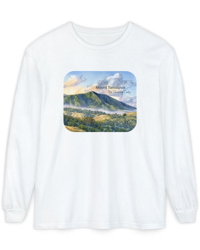 "Mount Tamalpais, the Sleeping Lady" Unisex Garment-dyed Long Sleeve T-Shirt
