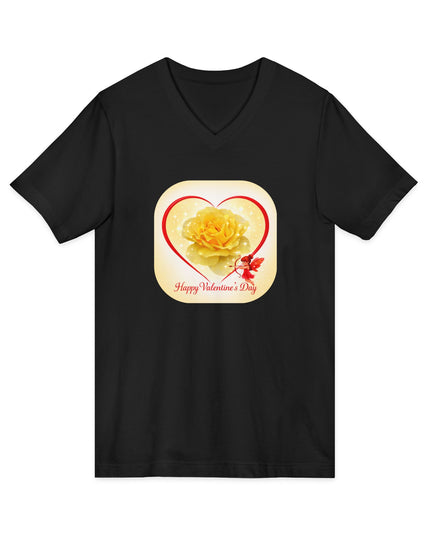 "Happy Valentine's Day" Unisex Jersey Short Sleeve V-Neck Tee