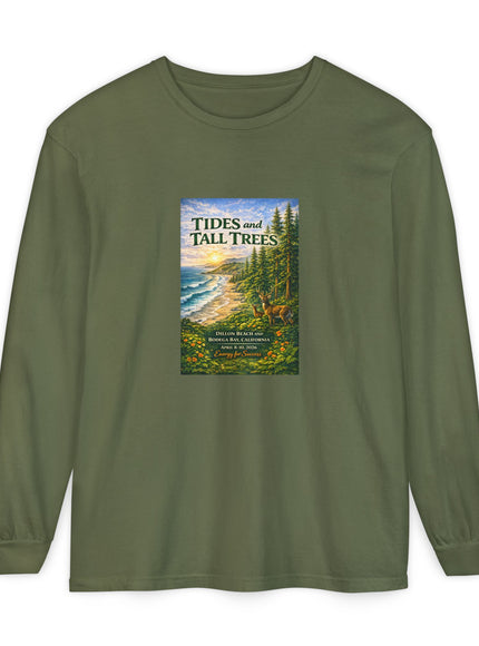 "Tides and Tall Trees" Unisex Garment-dyed Long Sleeve T-Shirt