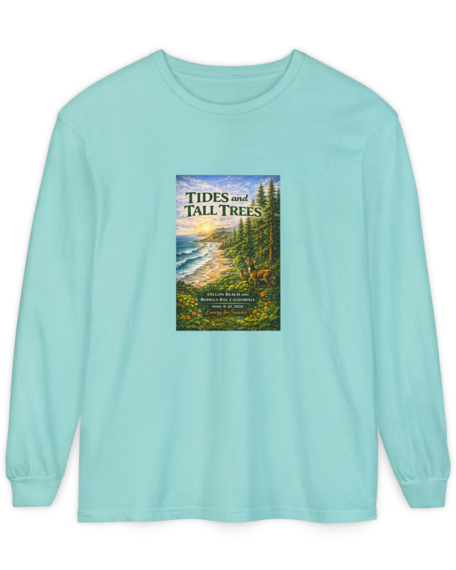 "Tides and Tall Trees" Unisex Garment-dyed Long Sleeve T-Shirt