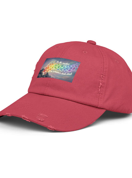 "Be the Rainbow in Someone's Dark Cloud" Unisex Distressed Cap