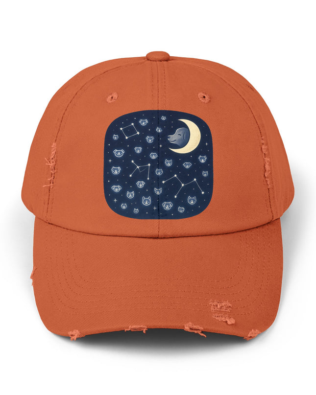 "Dog in the constellations" Unisex Distressed Cap