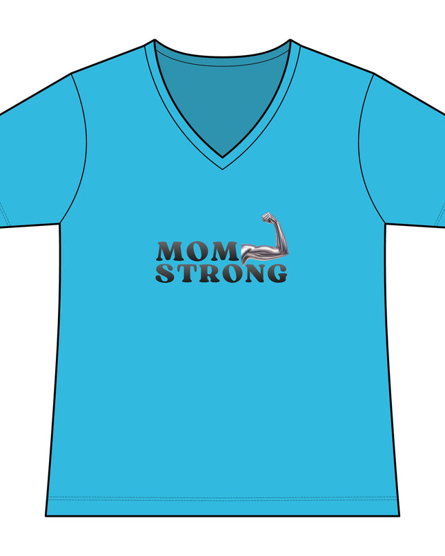 "Mom Strong" Women's Relaxed Jersey Short Sleeve V-Neck Tee