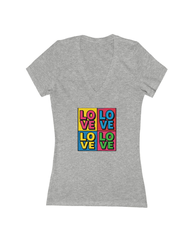 "Love, (Andy Warhol style)" Women's Jersey Short Sleeve Deep V-Neck Tee