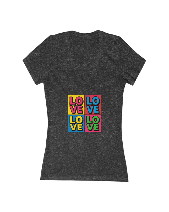 "Love, (Andy Warhol style)" Women's Jersey Short Sleeve Deep V-Neck Tee