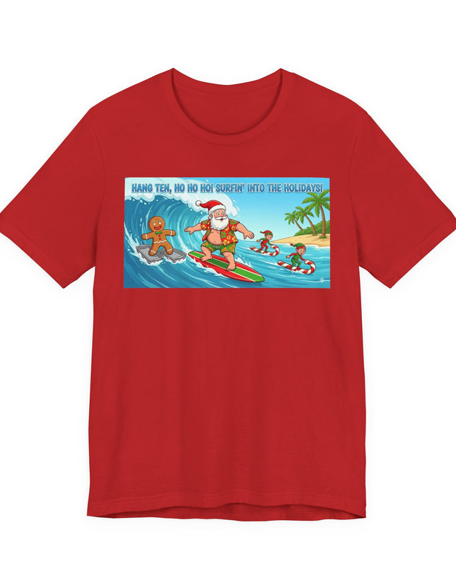 "Surfing into the Holidays" Unisex Jersey Short Sleeve Tee