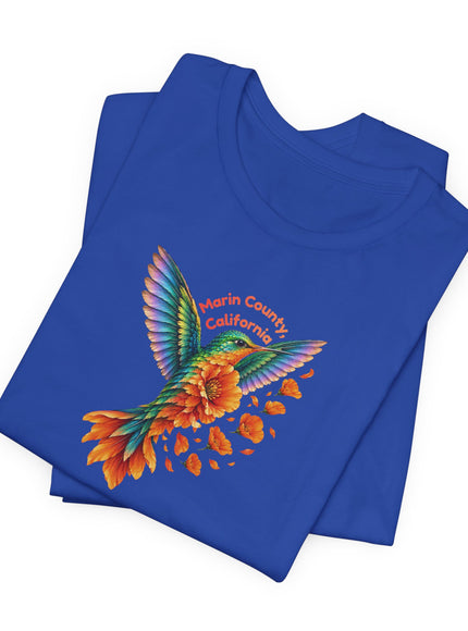 "Hummingbird and Poppies" Unisex Jersey Short Sleeve Tee