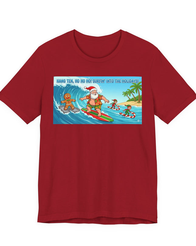 "Surfing into the Holidays" Unisex Jersey Short Sleeve Tee