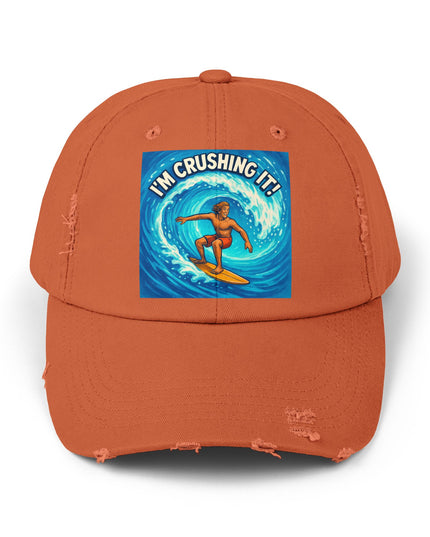 "I'm crushing it!" Unisex Distressed Cap