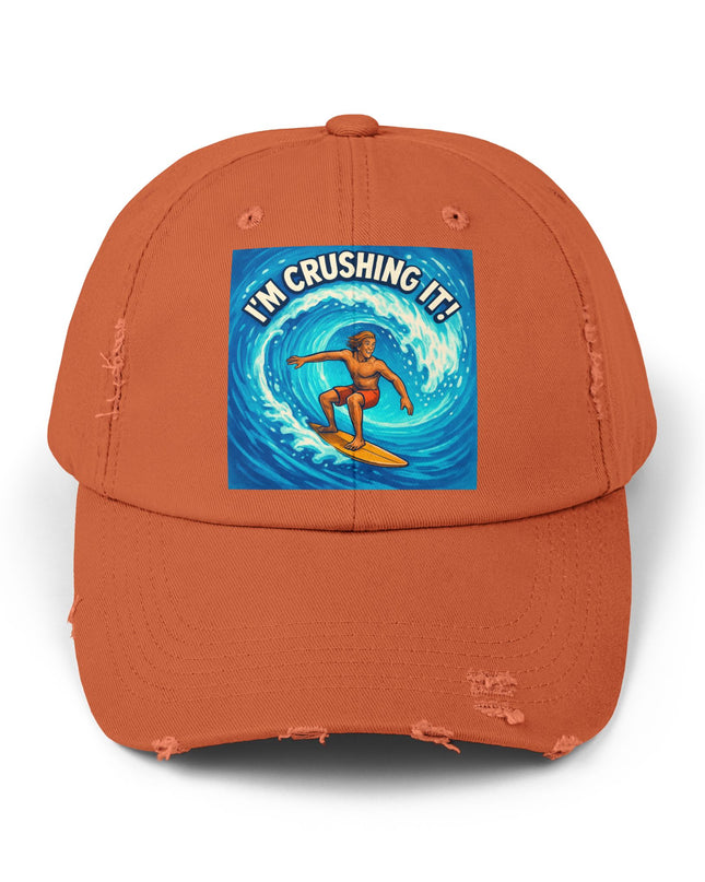 "I'm crushing it!" Unisex Distressed Cap