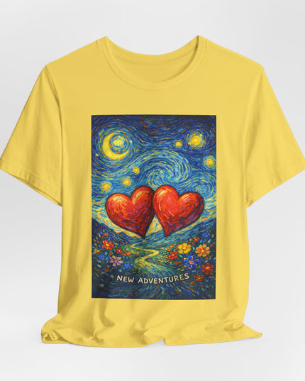 "Valentine's Day, New Adventures - Vincent Van Gogh Style" Unisex Jersey Short Sleeve Tee