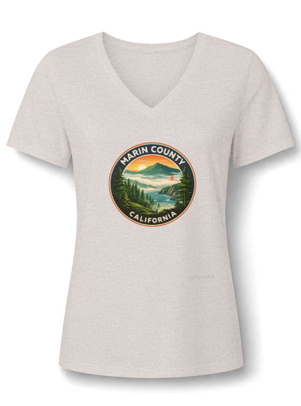 "Marin County, Above the Fog - no text" Women’s Relaxed Heather CVC V-Neck Tee