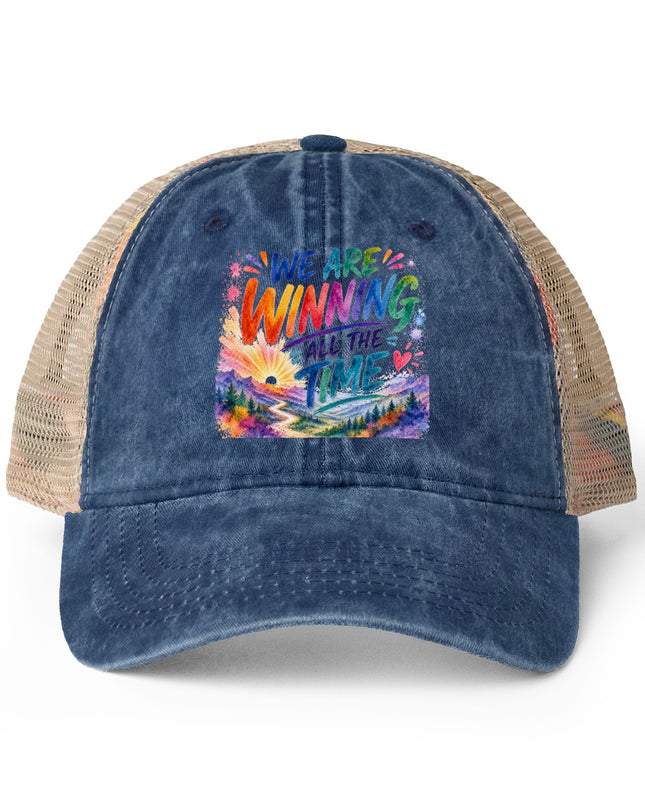 "We are Winning all the Time" Women's Washed Mesh-Back Cap