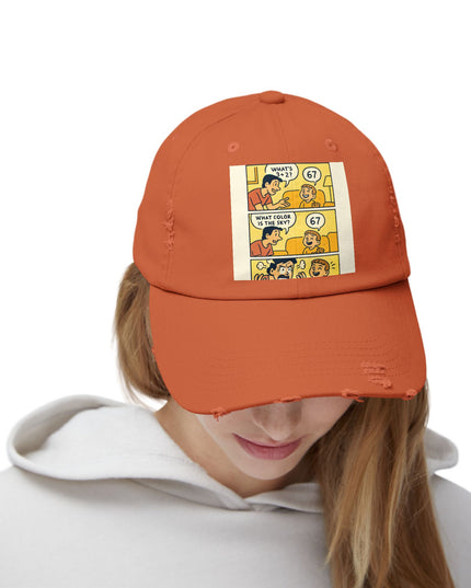 "67 is a Child's Only Answer" - Unisex Distressed Cap