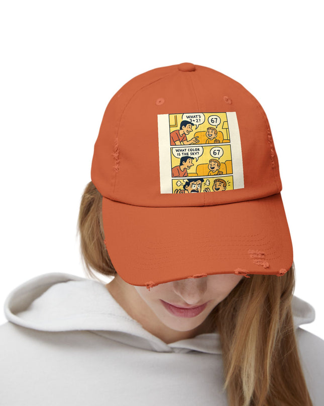 "67 is a Child's Only Answer" - Unisex Distressed Cap