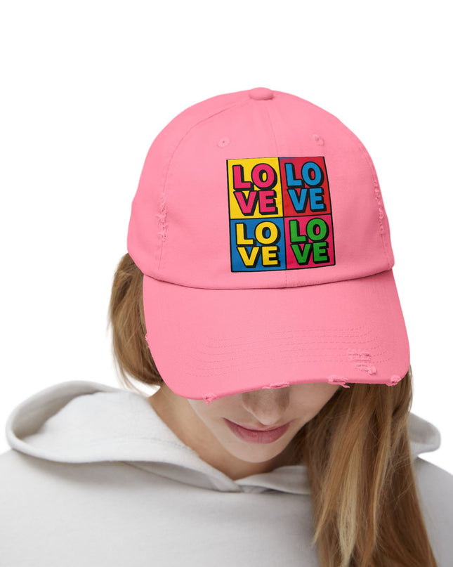 "Love (Andy Warhol style)"Unisex Distressed Cap