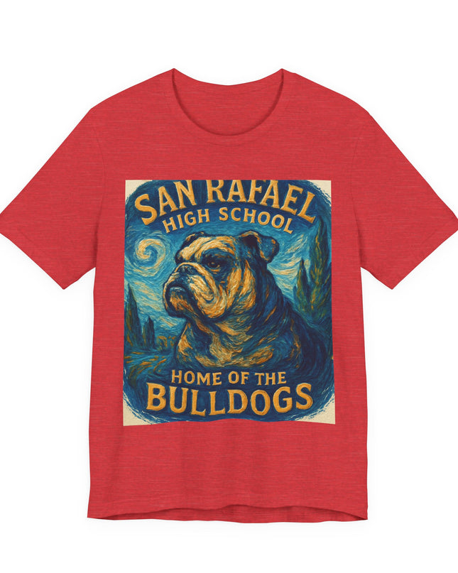 "San Rafael High School Home of the Bulldogs Vincent Van Gogh Style" Unisex Jersey Short Sleeve Tee